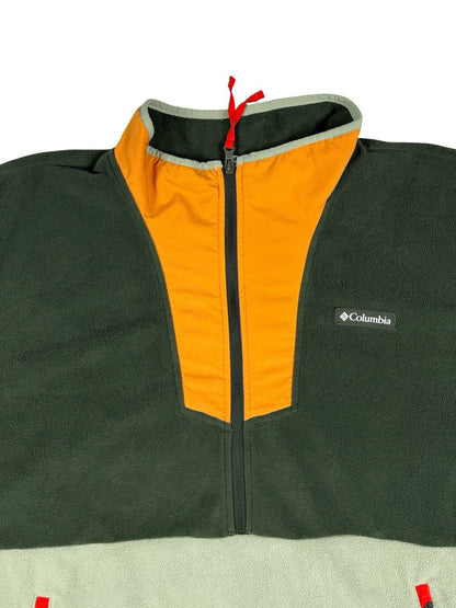 Columbia Green Colourblock Half Zip Outdoor Fleece Jumper 2XL