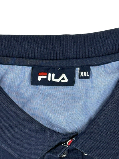 Fila Blue Cotton All Over Logo Polo Top 2XL