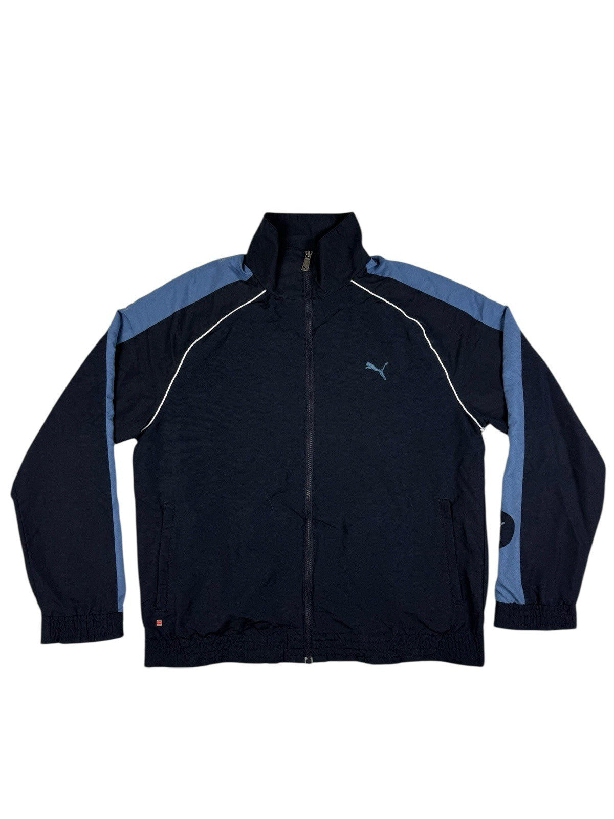 Puma Blue Retro Mesh Lined Y2K Zip Track Jacket Large