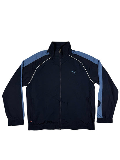 Puma Blue Retro Mesh Lined Y2K Zip Track Jacket Large