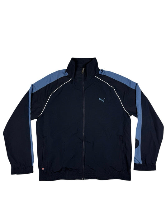 Puma Blue Retro Mesh Lined Y2K Zip Track Jacket Large
