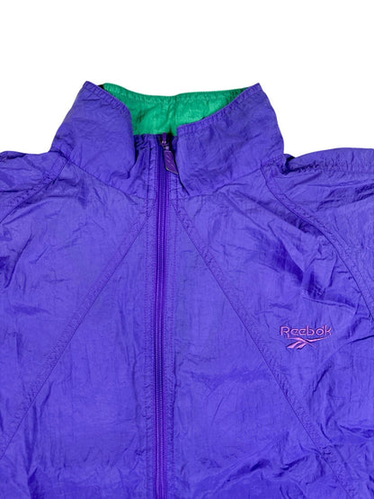 Reebok Retro Purple Nylon Zip Track Jacket Large