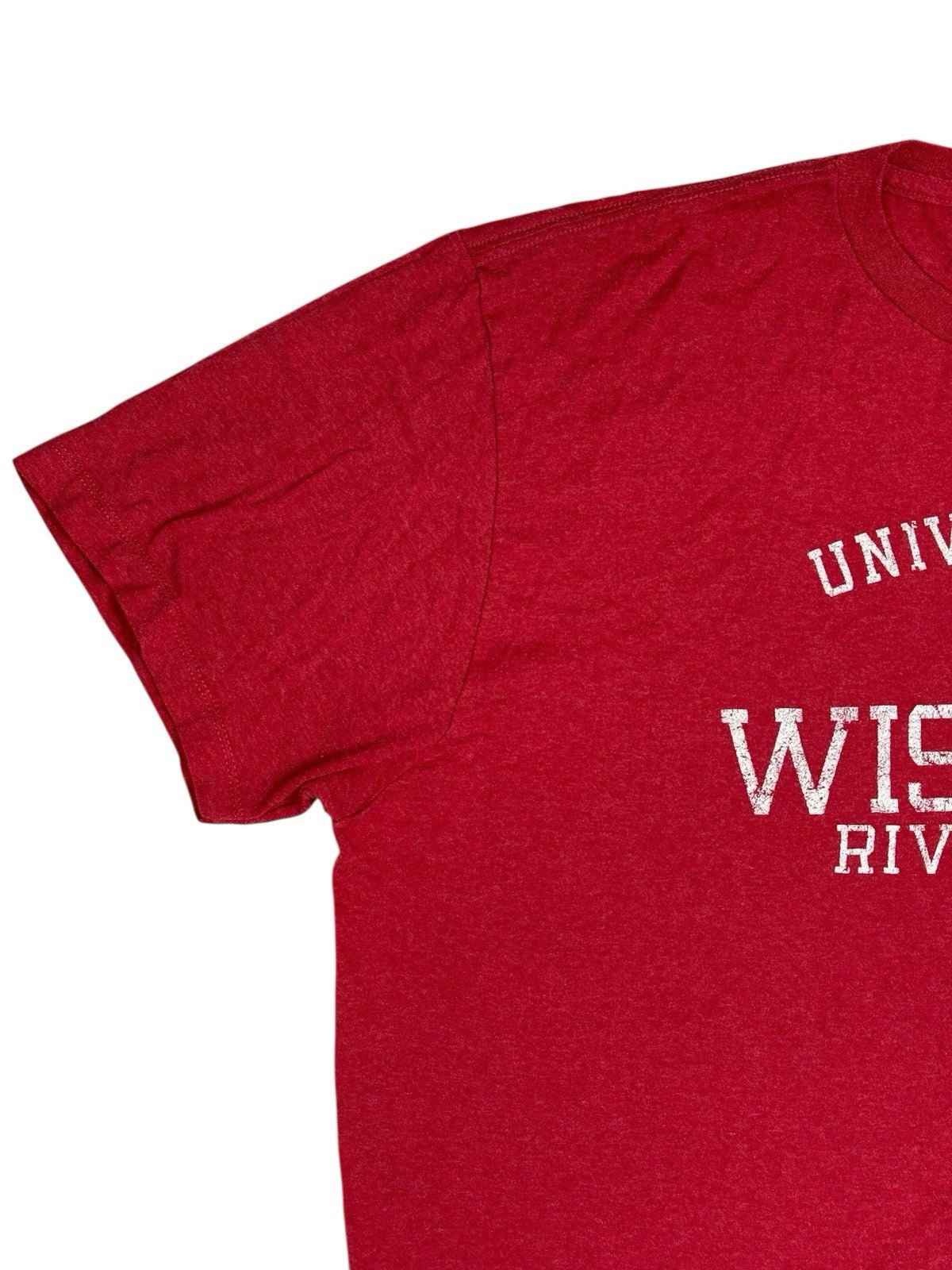 University of Wisconsin Red Distressed Print American College Top T-Shirt Large
