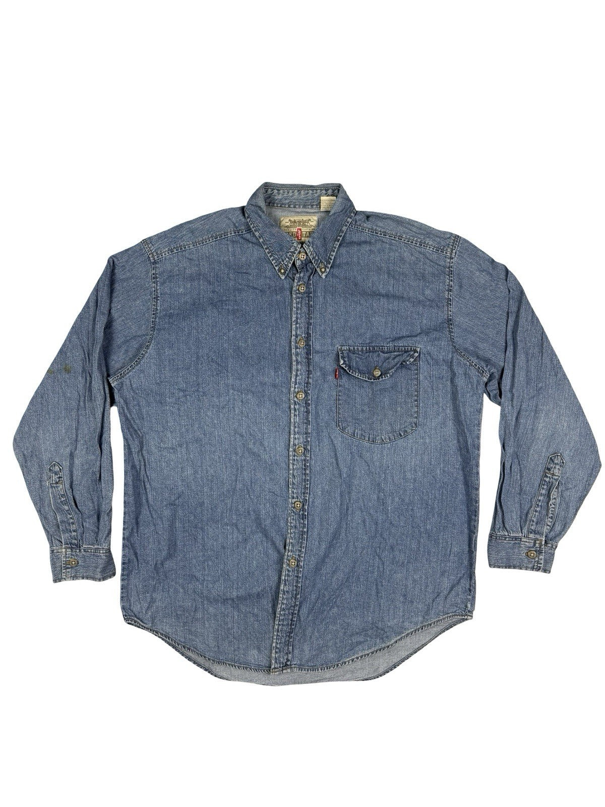 Levi's Vintage Red Tab Blue Chambray Denim Western Shirt Large