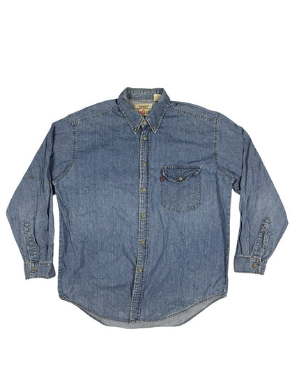Levi's Vintage Red Tab Blue Chambray Denim Western Shirt Large