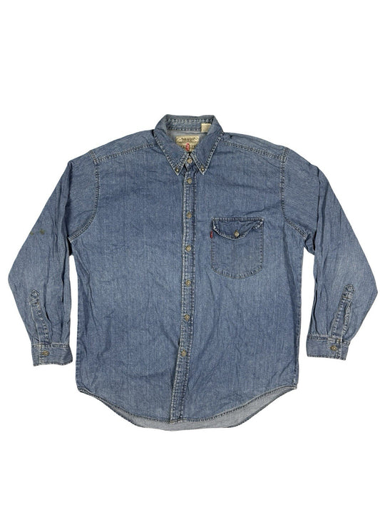 Levi's Vintage Red Tab Blue Chambray Denim Western Shirt Large