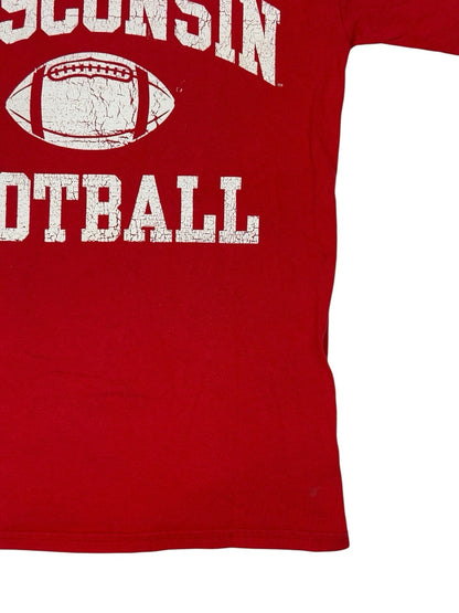 Wisconsin Football Retro Red American College Apparel Printed Top Small