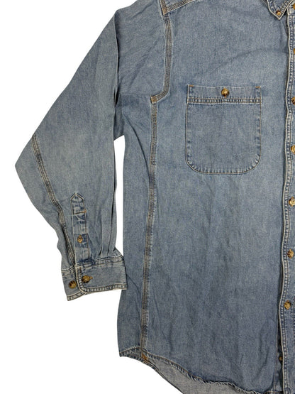 Wrangler Riggs Workwear Blue Cotton Denim Button Collar Shirt XL