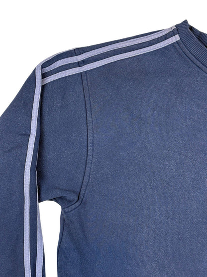 Adidas Vintage Blue Striped V-Neck Jumper Large