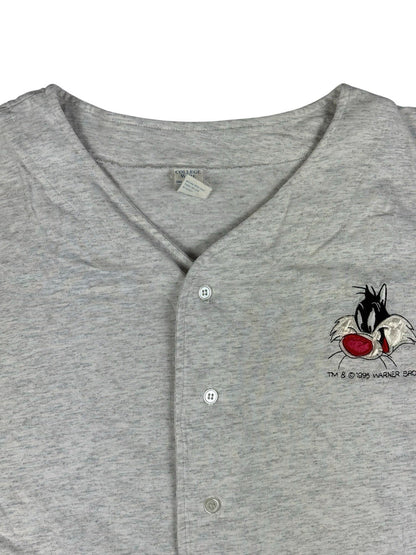 College Ware Vintage Grey Looney Tunes Sylvester Cat Baseball Jersey Large