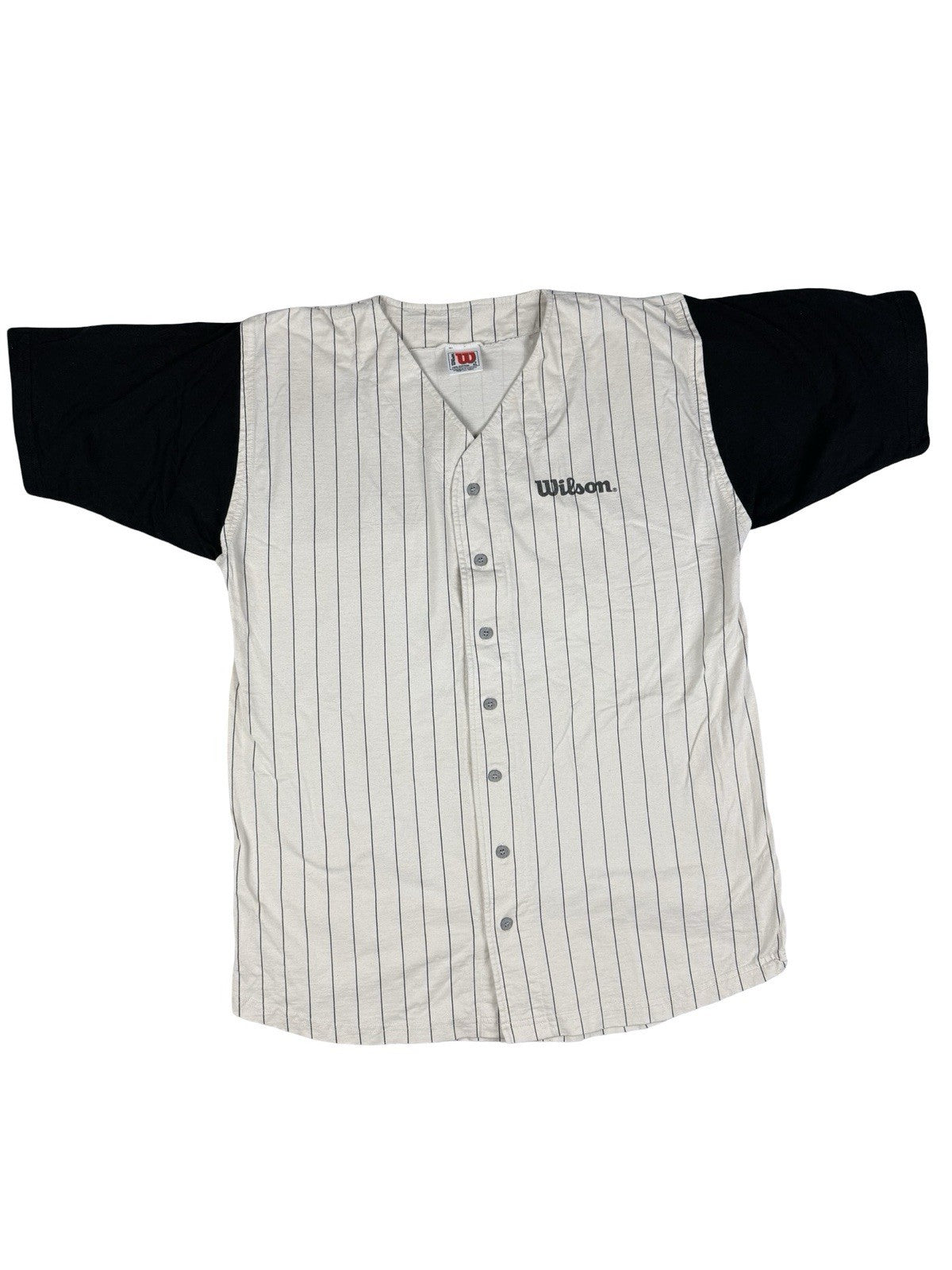 Wilson Off White Cotton Pinstripe Baseball Jersey Top XL