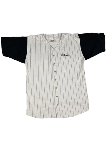 Wilson Off White Cotton Pinstripe Baseball Jersey Top XL