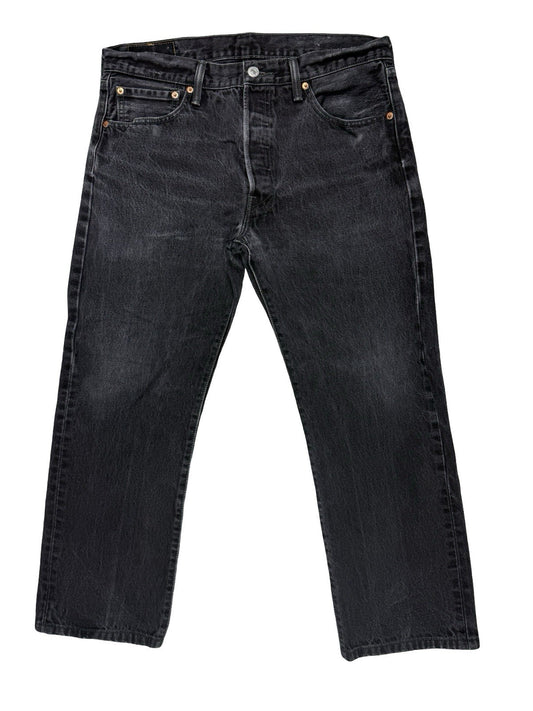 Levi's 501 Faded Black Straight Leg Denim Jeans 34W 26L