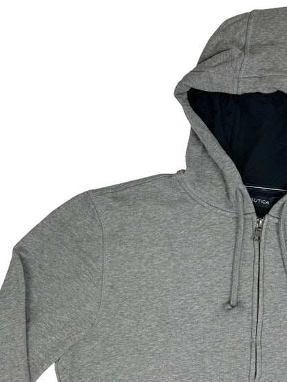 Nautica Grey Zip Through Embroidered Hoodie Jacket Large