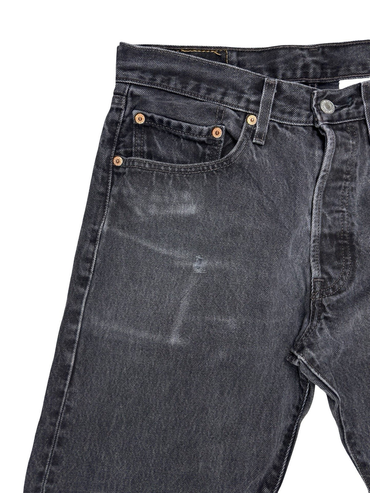 Levi's 501 Black Faded Retro Straight Leg Denim Jeans 32W 30L