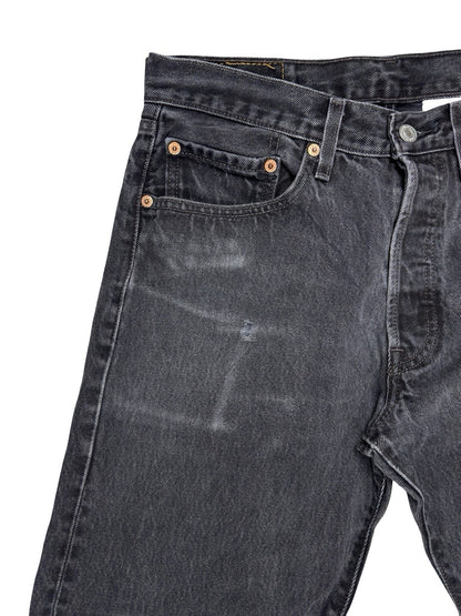 Levi's 501 Black Faded Retro Straight Leg Denim Jeans 32W 30L