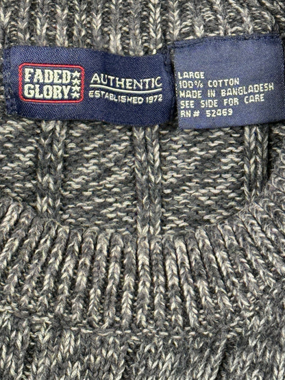 Faded Glory Heather Grey Cotton Knit Jumper Large