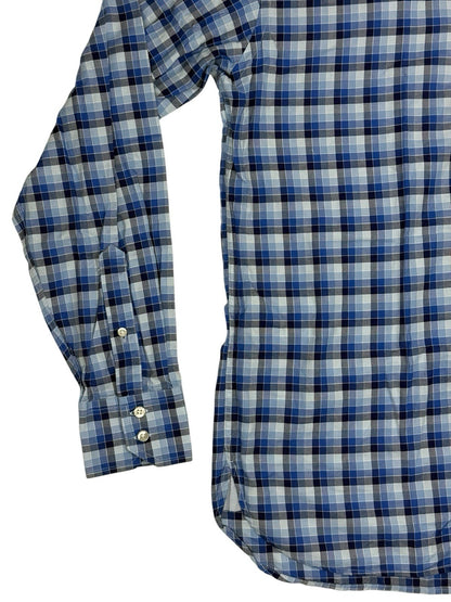 Tommy Hilfiger Blue Plaid Collared Shirt Medium