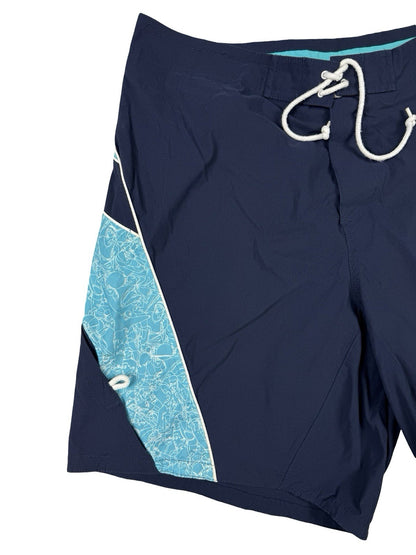 Nike Retro Blue Mesh Web Lined Swim Trunk Board Shorts Size Large (36)