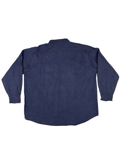Carhartt Vintage S06 NVY Blue Heavy Cotton Work Shirt 2XL Tall USA