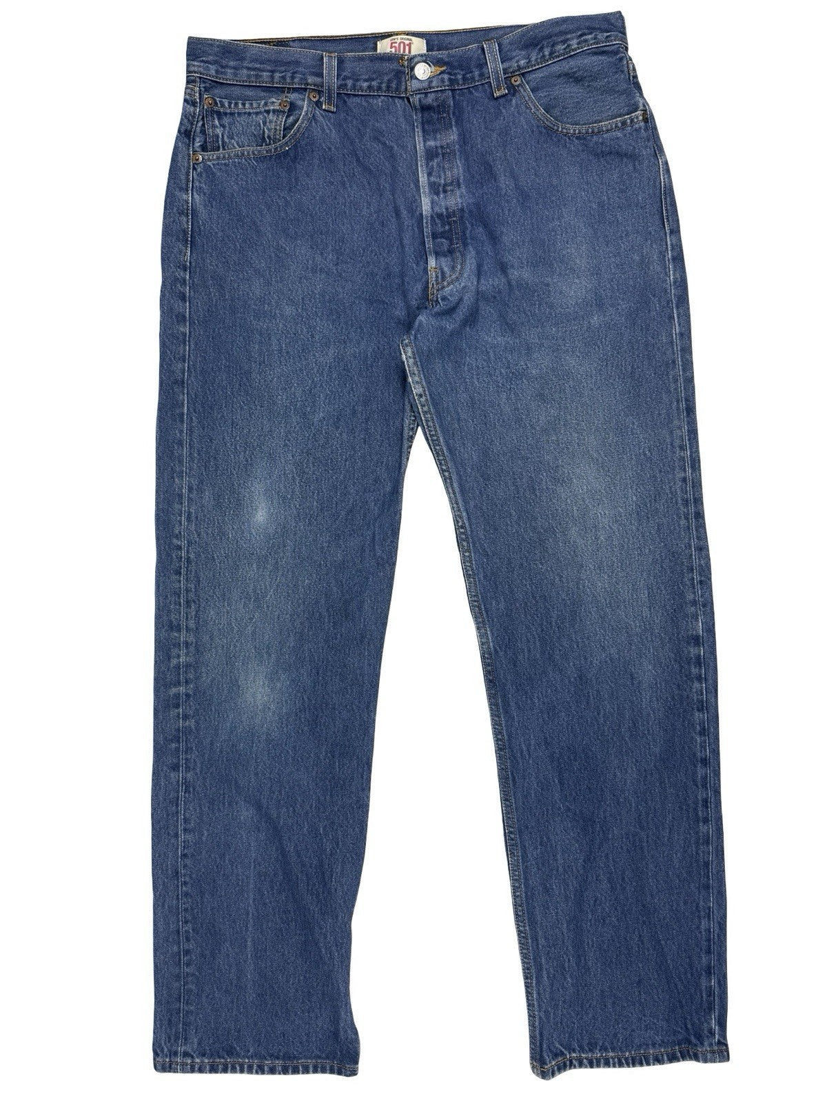 Levi's 501 Original Blue Straight Leg Button Fly Denim Jeans 38W 32L