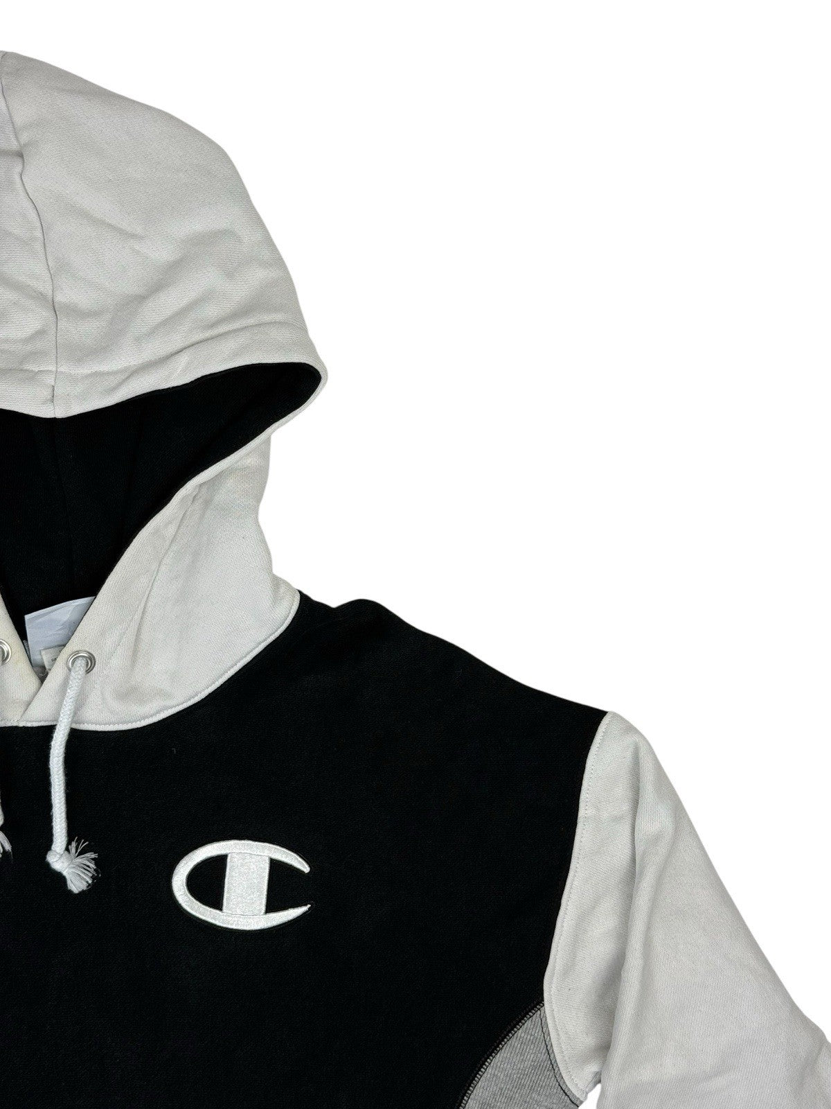 Champion Black Embroidered Colourblock Retro Hoodie Small