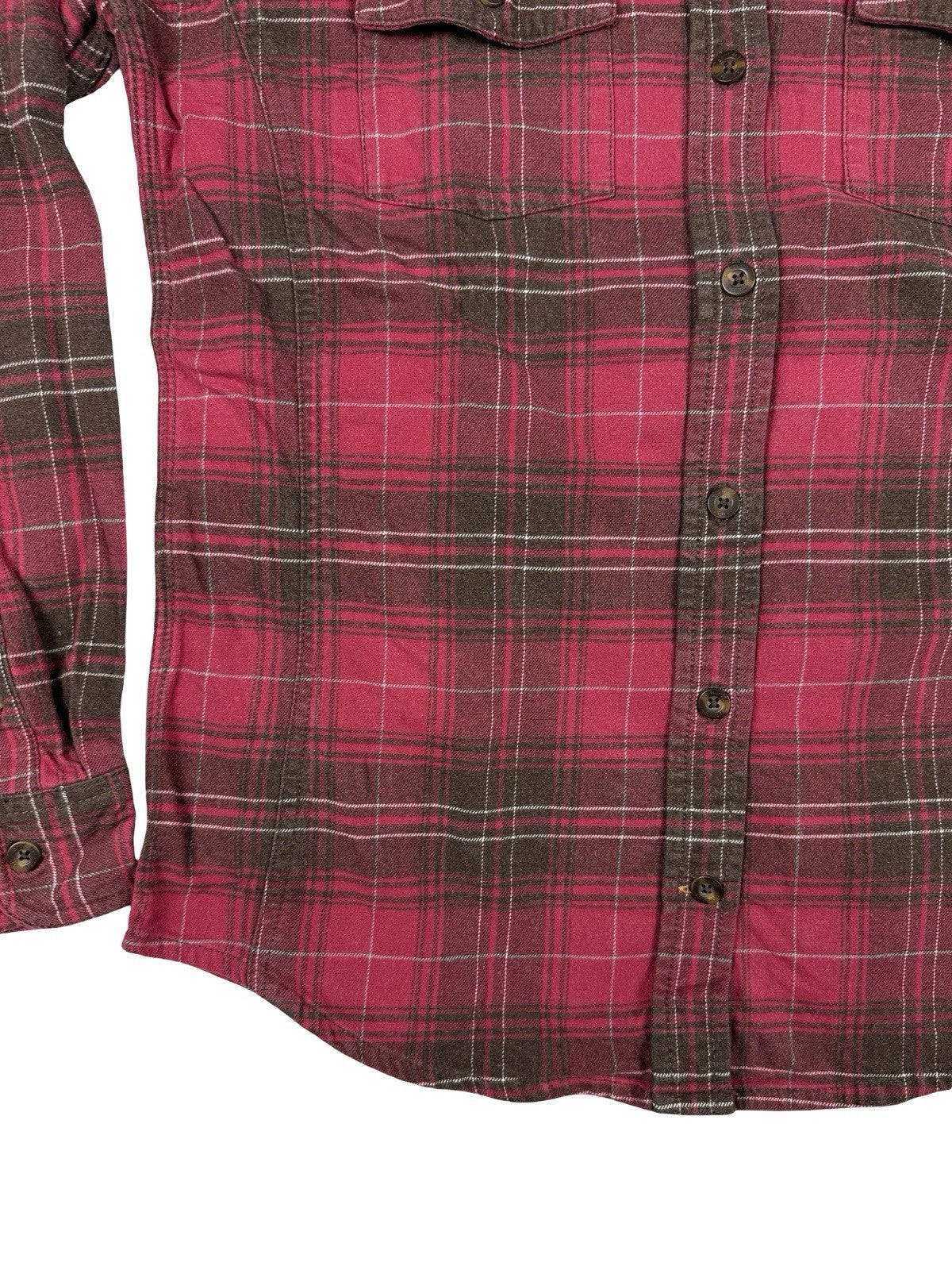 Carhartt Red Plaid Flannel Button Stretch Shirt Womens Small
