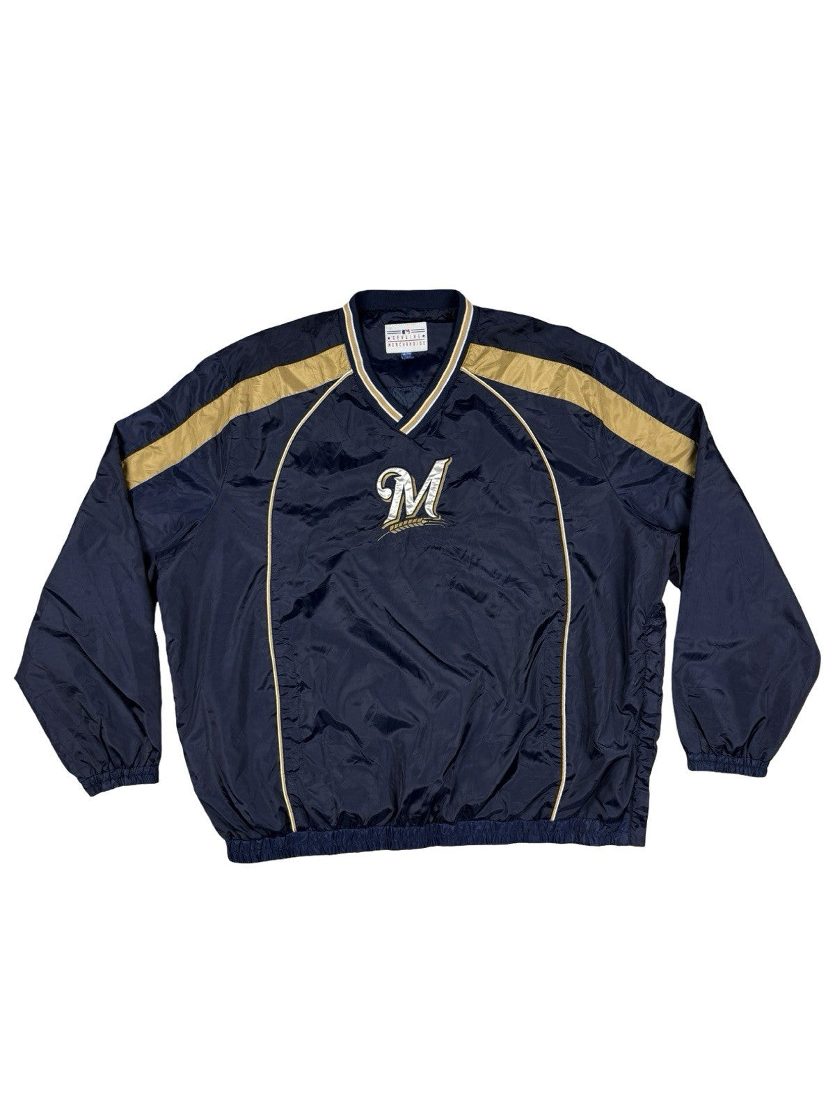MLB Milwaukee Brewers Blue Pullover Windbreaker Jumper Jacket 2XL