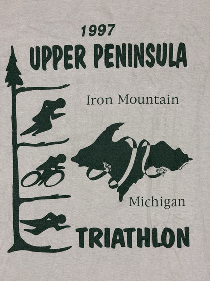 Vintage Green Cotton Michigan Triathlon '97 Americana Top XL