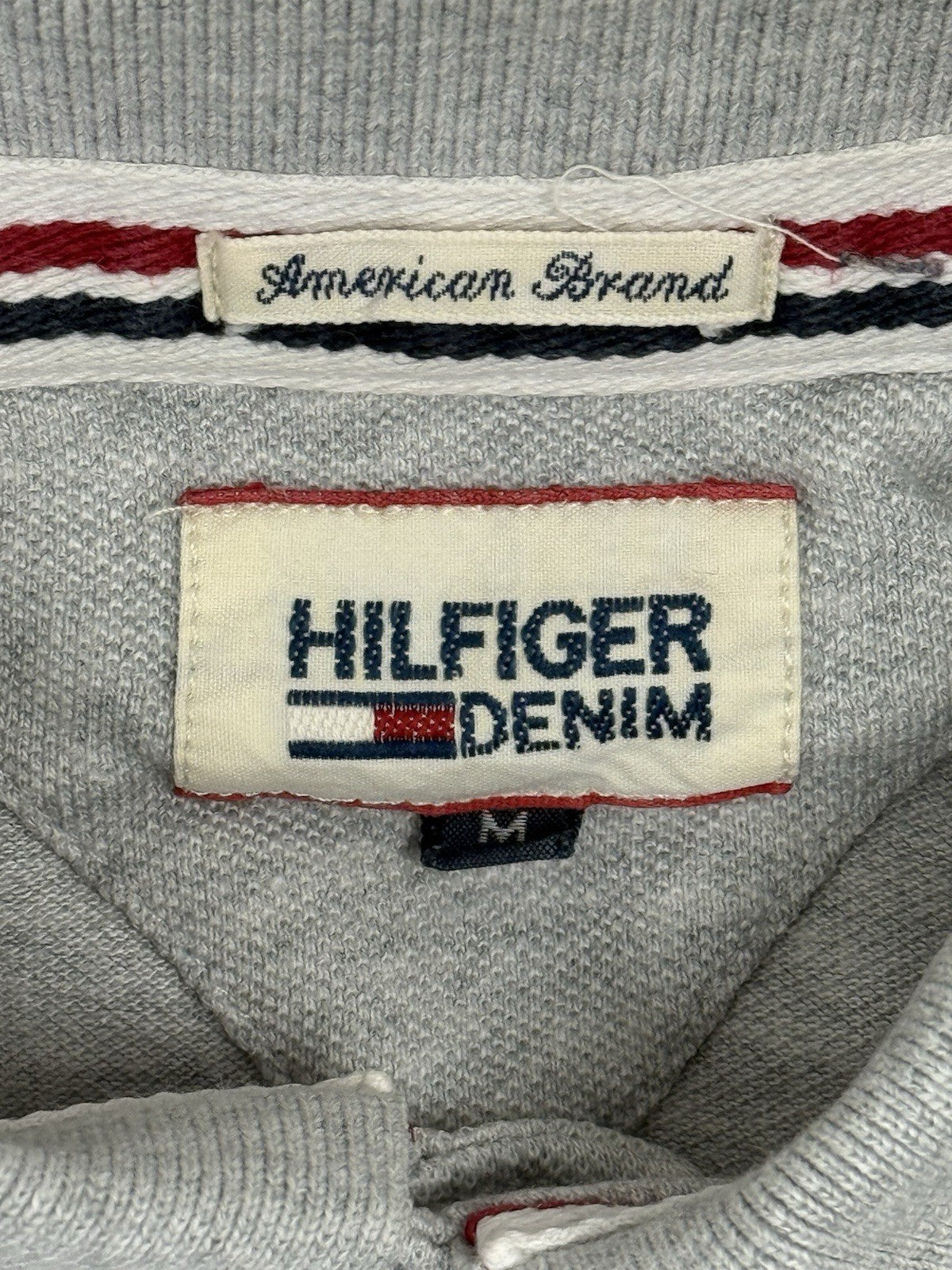 Tommy Hilfiger Grey Long Sleeve Embroidered Polo Top Medium