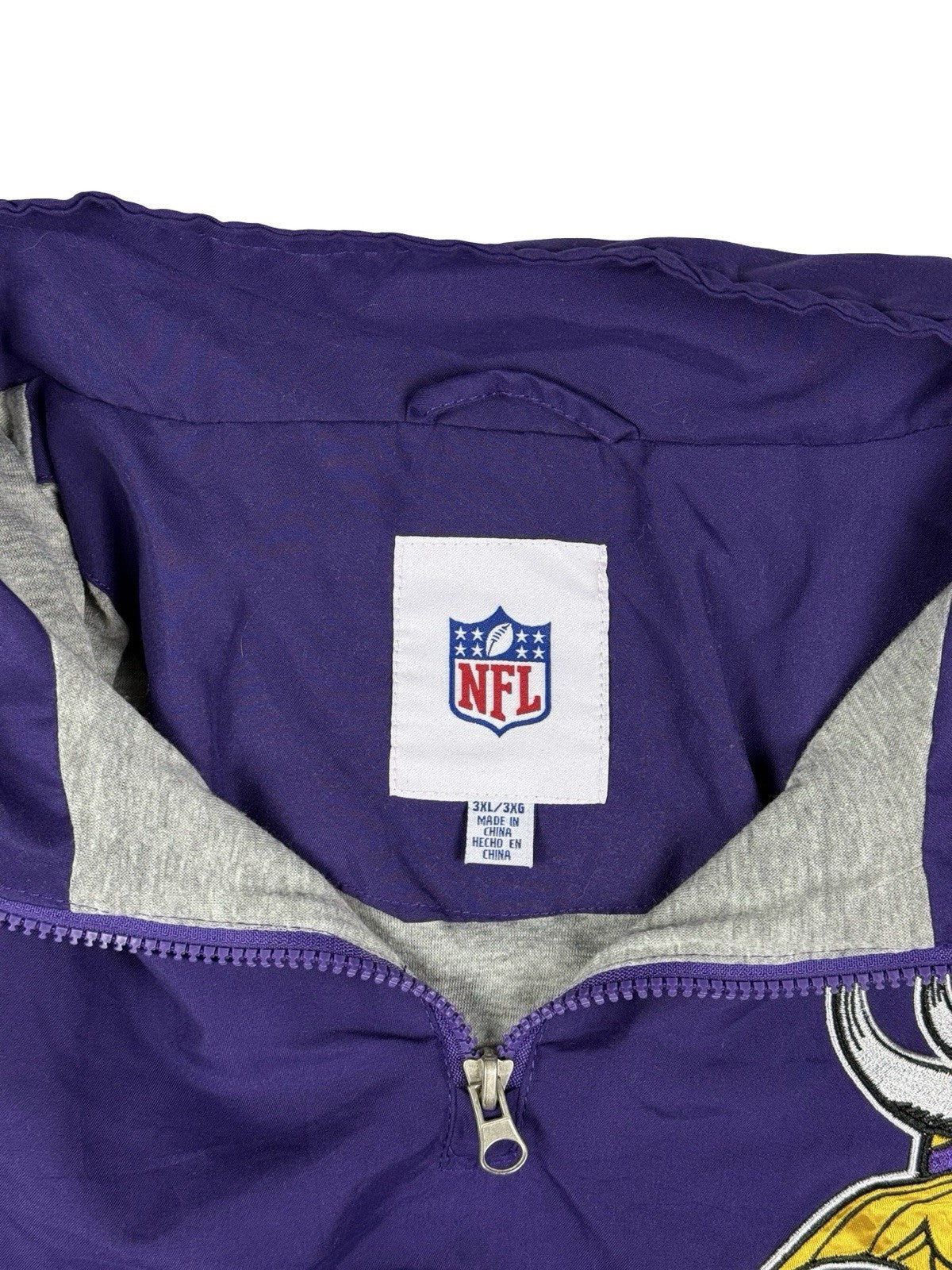 NFL Minnesota Vikings Purple 1/4 Zip Pullover Windbreaker 3XL