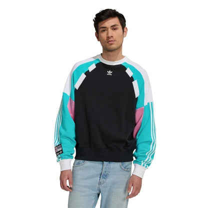 Adidas Originals Retro Black Crew 3-Stripe Sweatshirt Jumper New