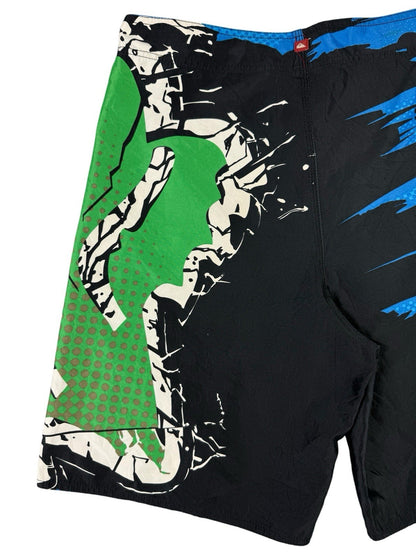Quiksilver Retro Y2K Crazy Fox Pattern Board Swim Shorts 34W Large