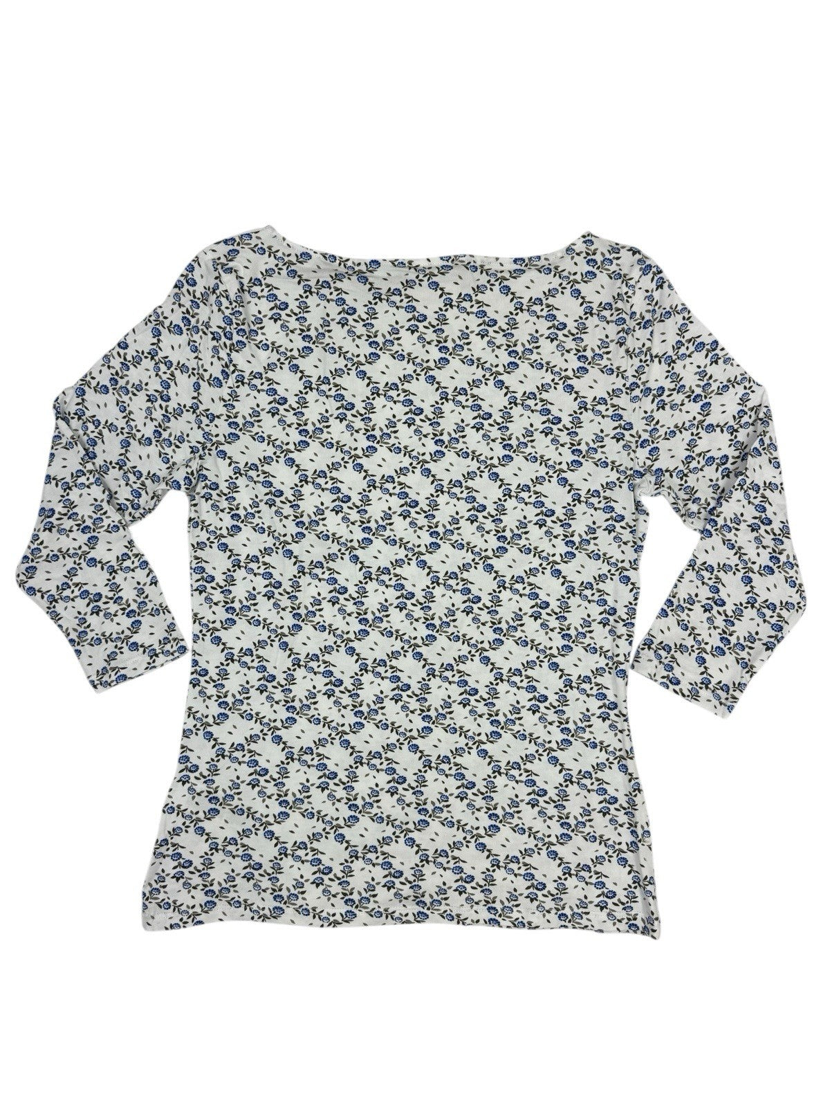 BNWT M&S Cream Floral Pattern 3/4 Sleeve Cotton Blend Top