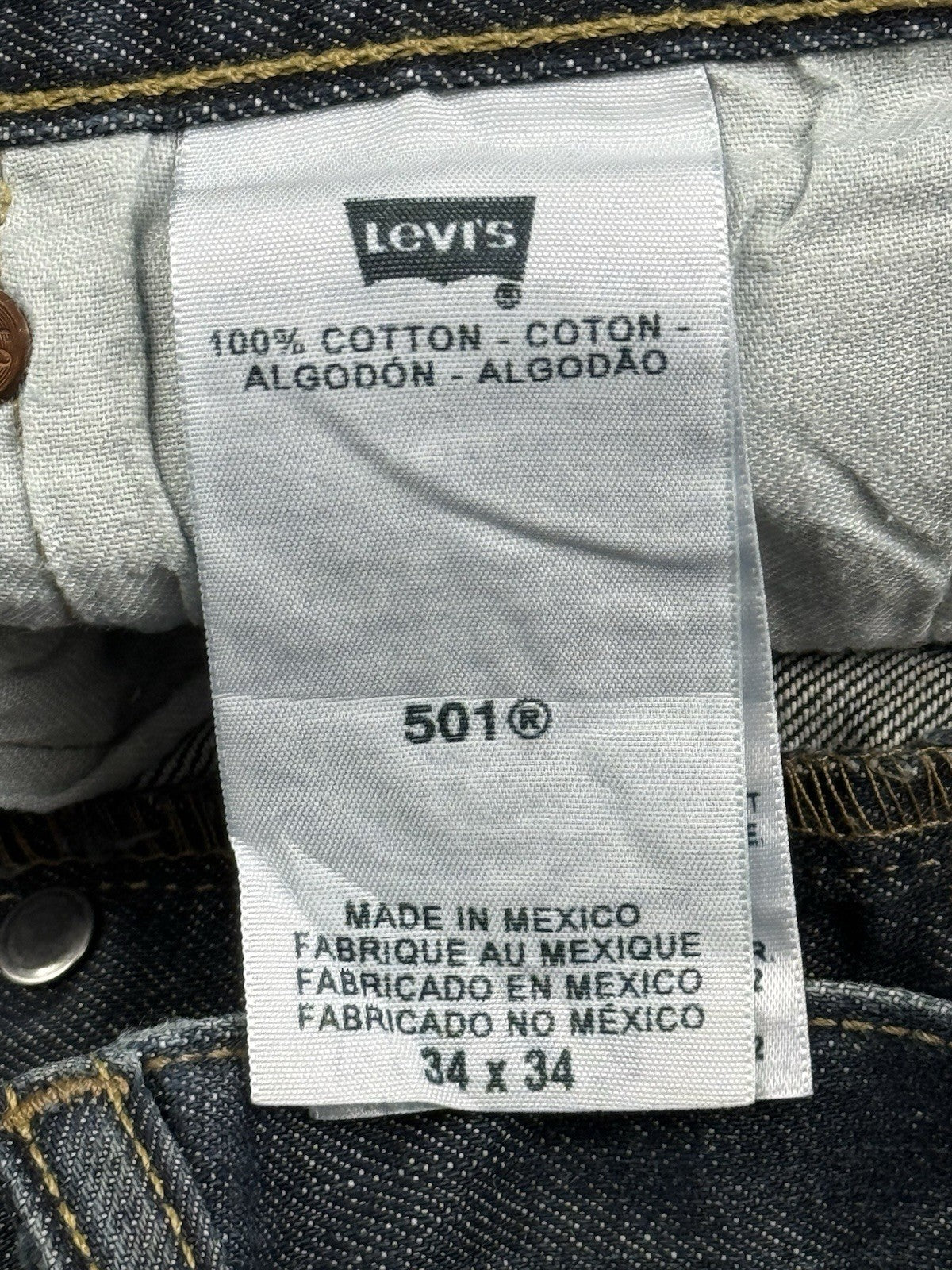 Levi's 501 Dark Blue Straight Leg Denim Jeans 34W 34L