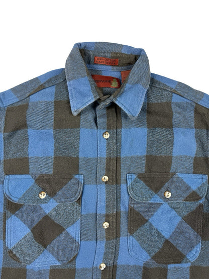 Fieldmaster Vintage Faded Blue Plaid Cotton Lumberjack Grunge Shirt Medium USA