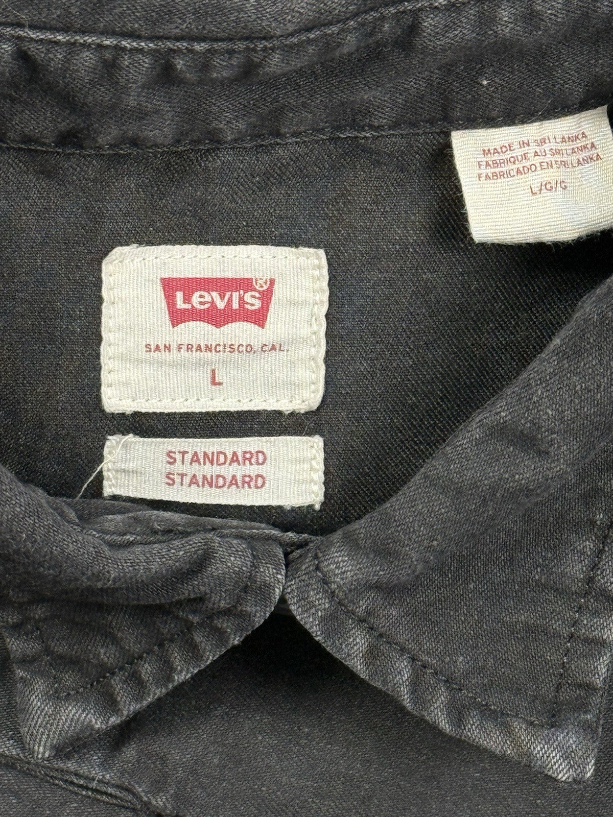 Levi's Faded Black Pearl Snap Western Denim Shirt Large