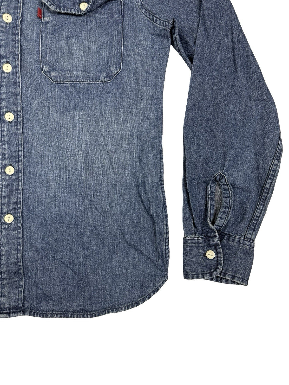 Levi's Blue Cotton Denim Button Up Shirt Small
