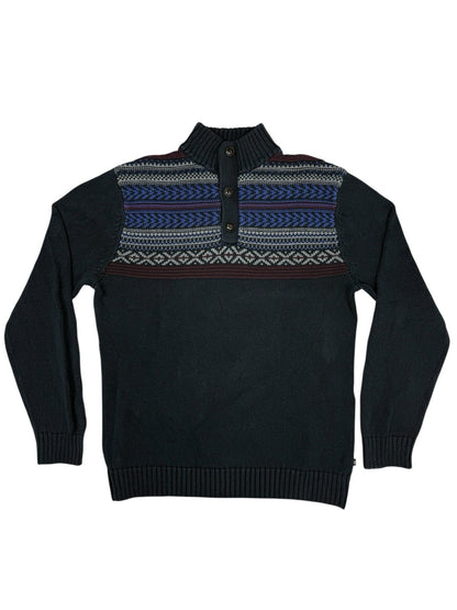 Chaps Blue Cotton Retro Knit Jumper Small