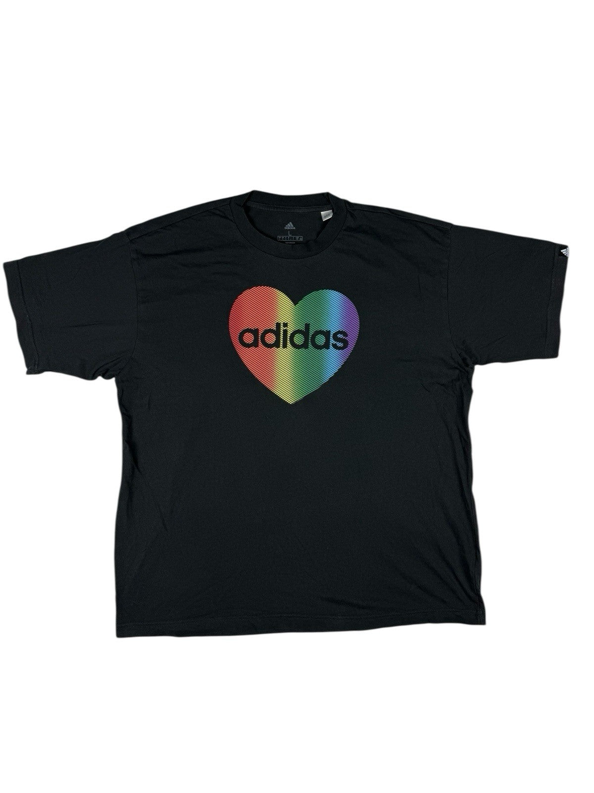 Adidas Black Pride Rainbow Heart Top Large