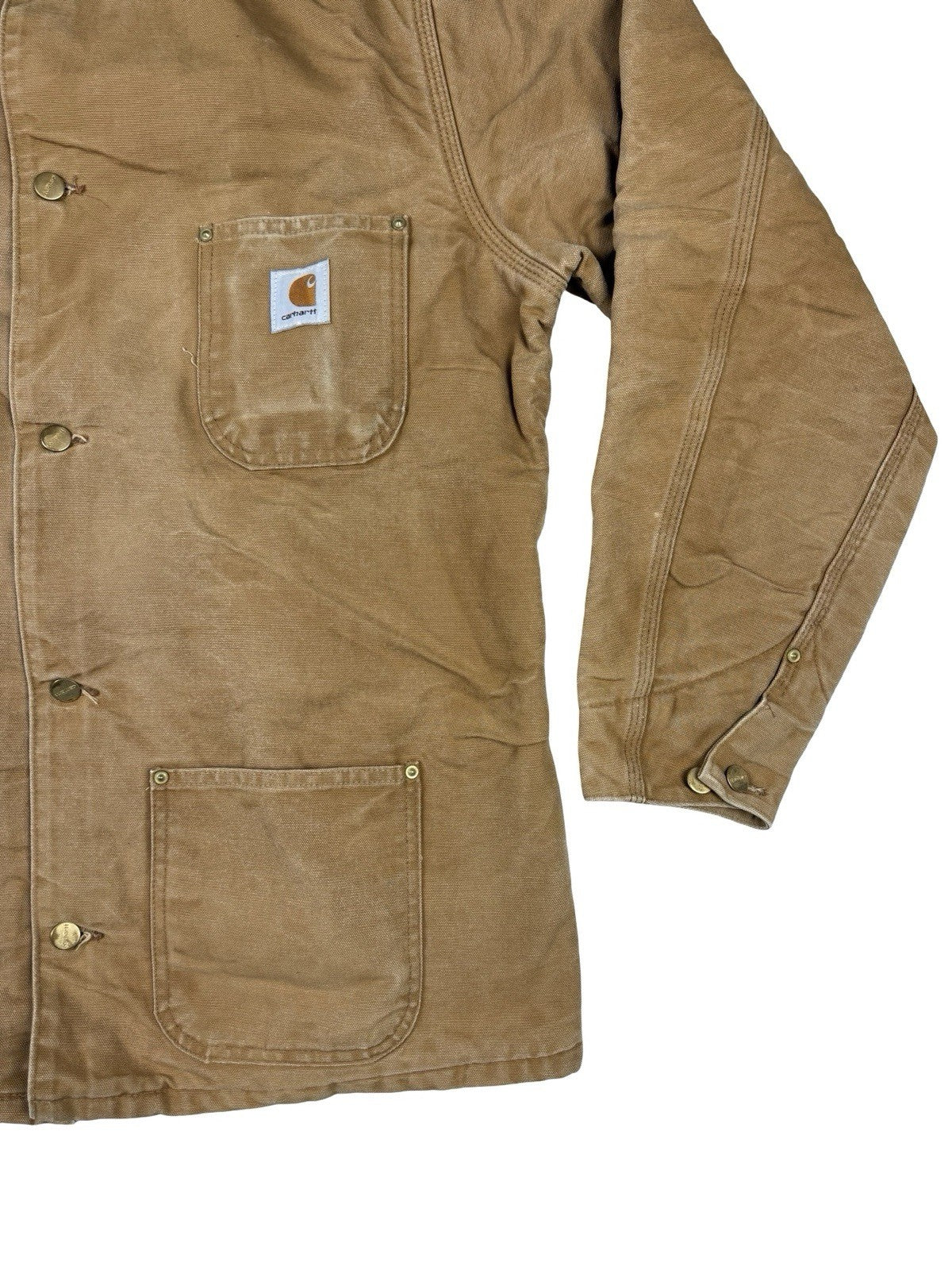 Carhartt C01 6BLC Vintage 90s Brown Chore Coat Jacket Blanket Lined USA XL