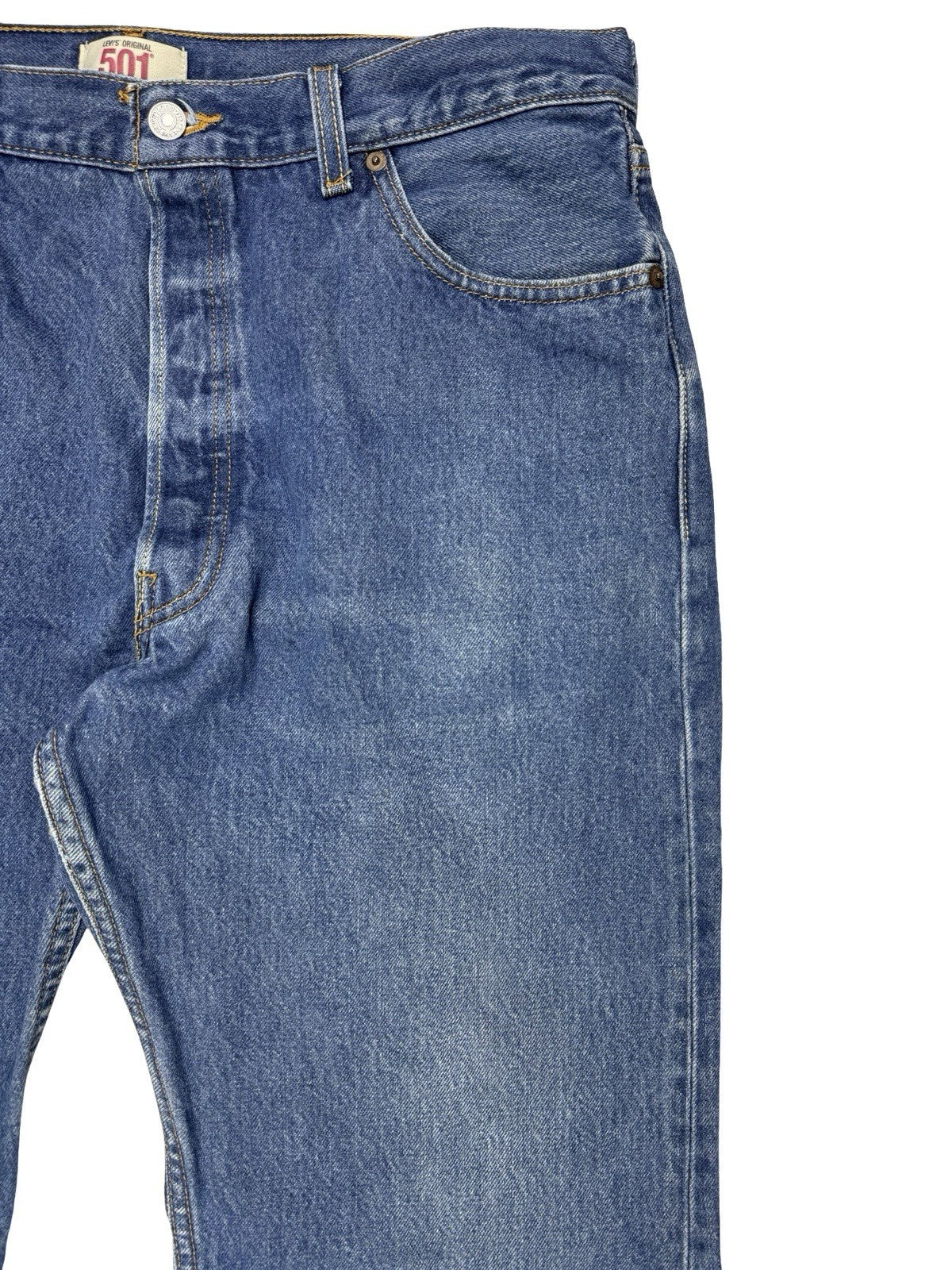Levi's 501 Original Blue Straight Leg Button Fly Denim Jeans 38W 32L