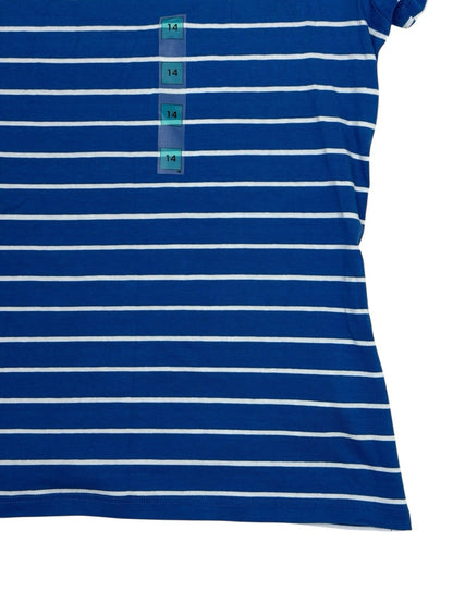 BNWT M&S Blue Stripe C'est la Vie Cotton Blend Top