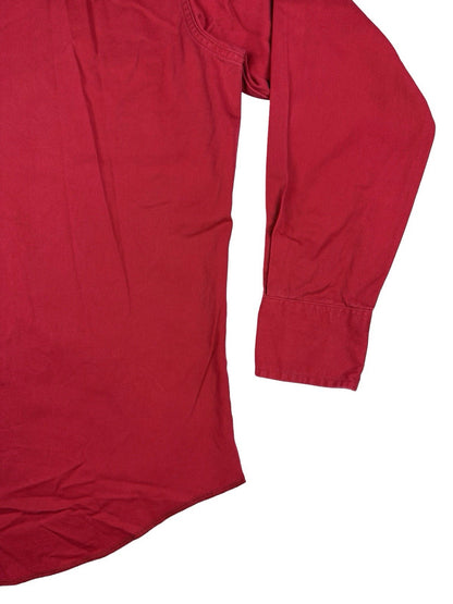 Wrangler Vintage 90s Red Pearl Snap Cowboy Shirt Large Long Tails Made in USA