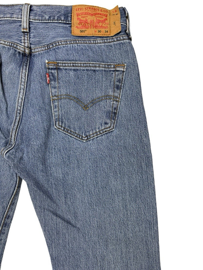 Levi's 501 Blue Straight Leg Denim Jeans 30W 34L