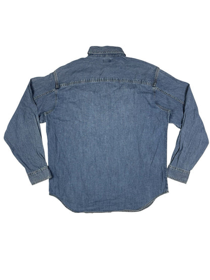 Levi's Blue Cotton Denim Button Up Shirt Large