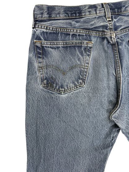 Levi's 501 Blue Straight Leg Distressed Paint Denim Jeans 36W 32L