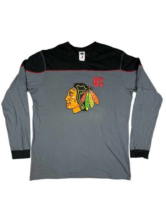 NHL Grey Chicago Blackhawks Hossa #81 Printed Long Sleeve Top XL