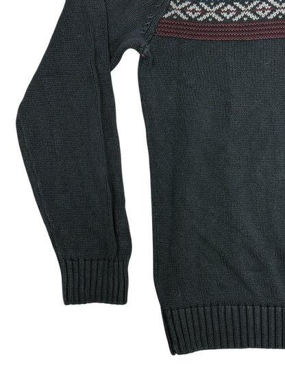 Chaps Blue Cotton Retro Knit Jumper Small