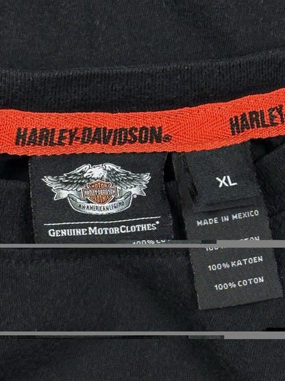 Harley Davidson Black Motorcycle Flag Print Cotton Top XL
